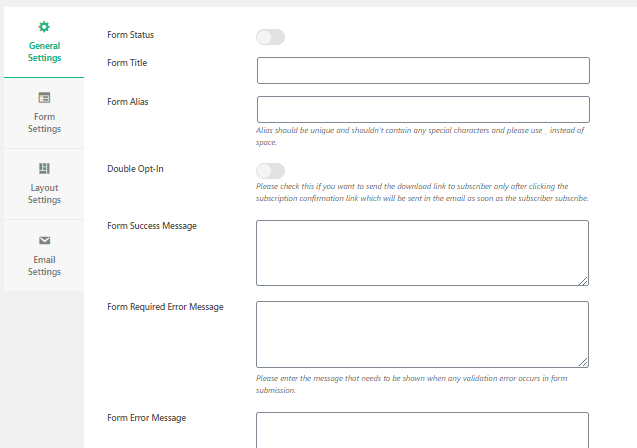 WP Subscription Forms setting