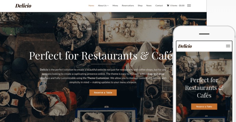 Delicio WordPress Restaurant theme