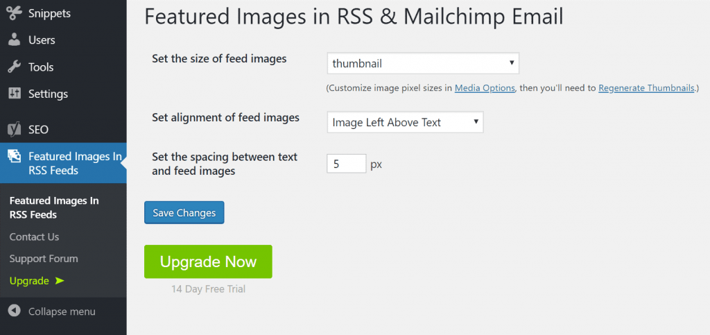 Featured Images in RSS for Mailchimp