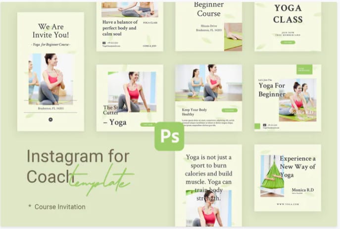 Coach yoga instagram templates 