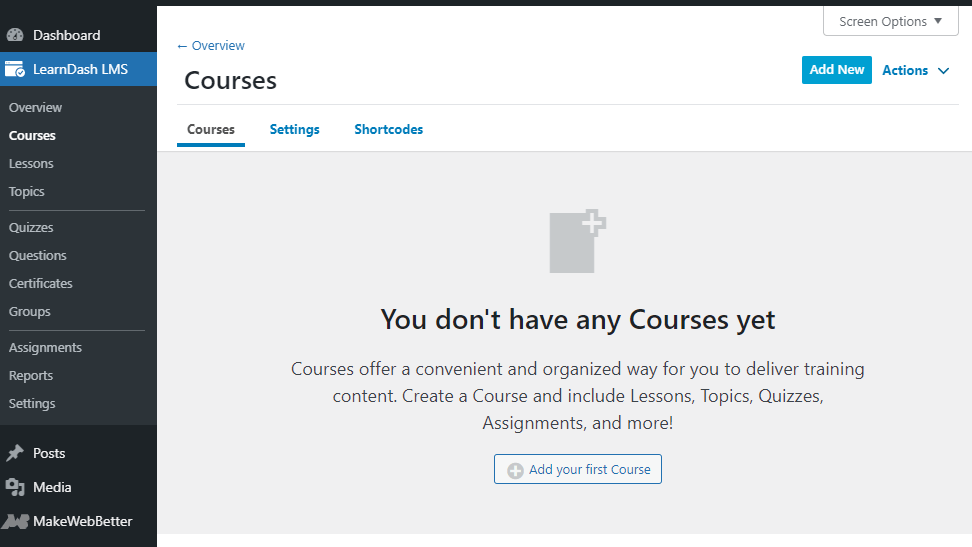 learndash courses option