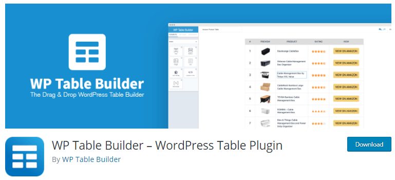 WP table builder WordPress table plugin