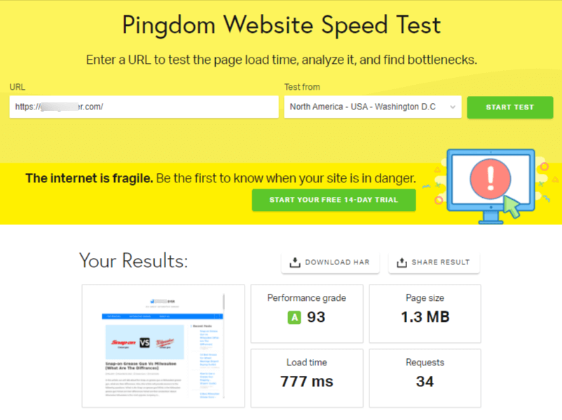 Cloudways page loading speed