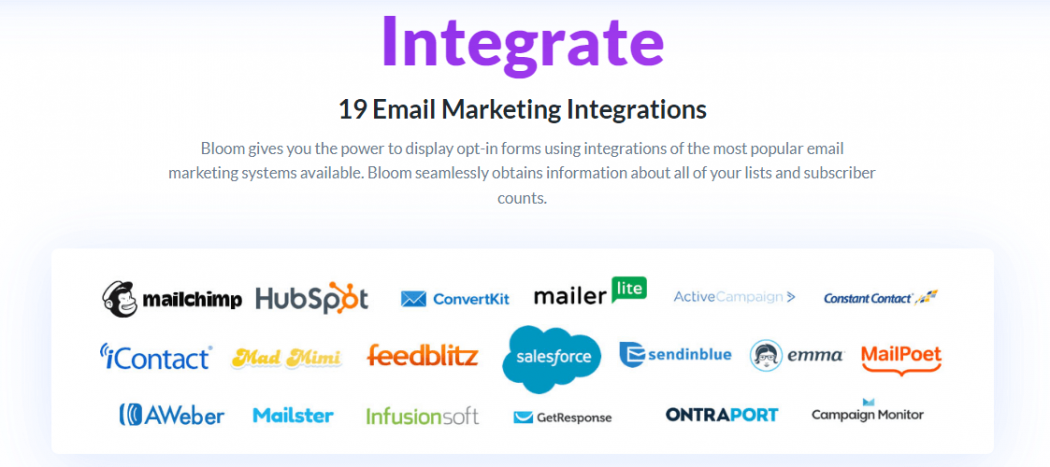 Bloom email marketing integrations