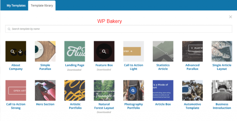WP Bakery template library