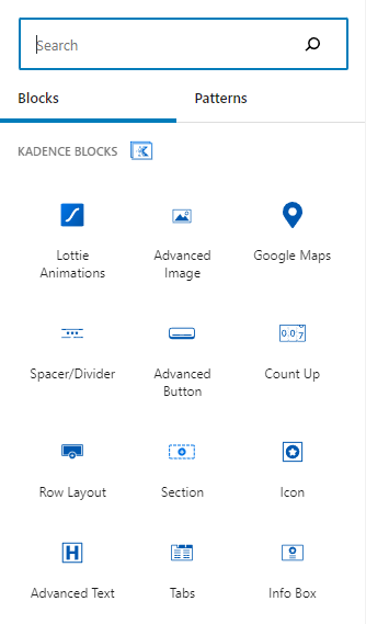 Kadence free blocks