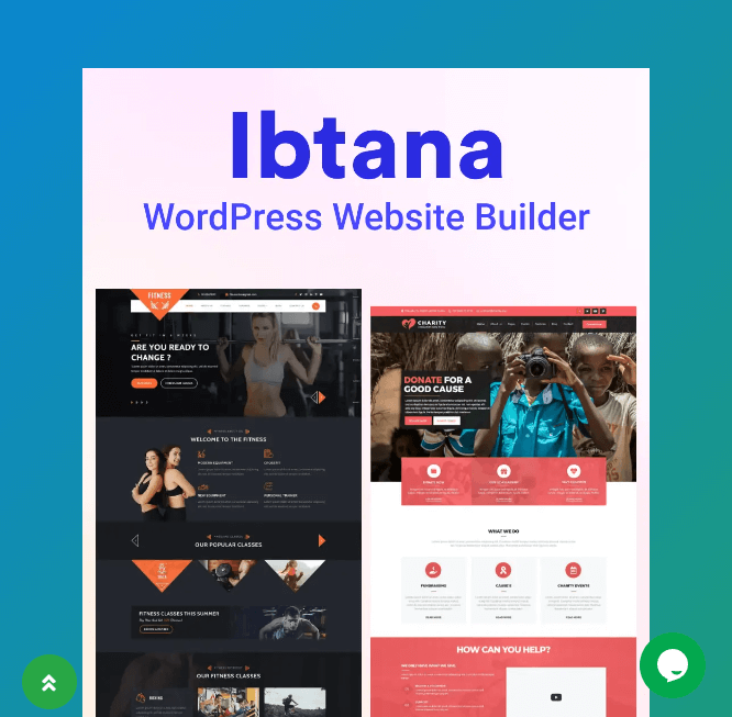 Ibtana Website builder homepage with multiple themes