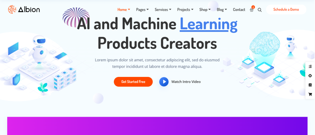 Albion – Machine Learning & Artificial Intelligence Startup WordPress Theme