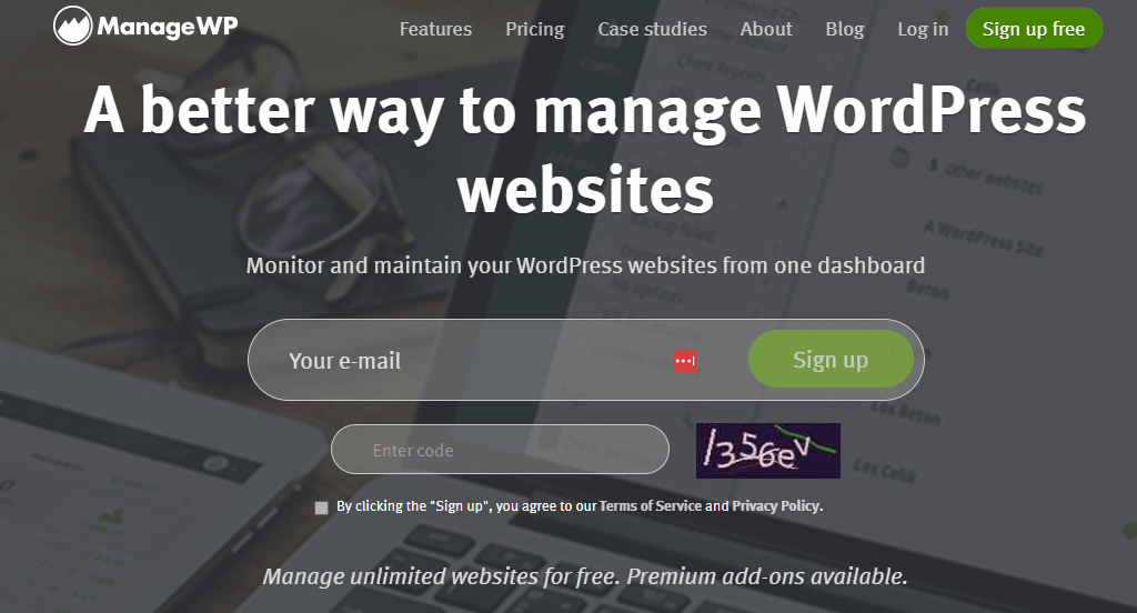 ManageWP sign up